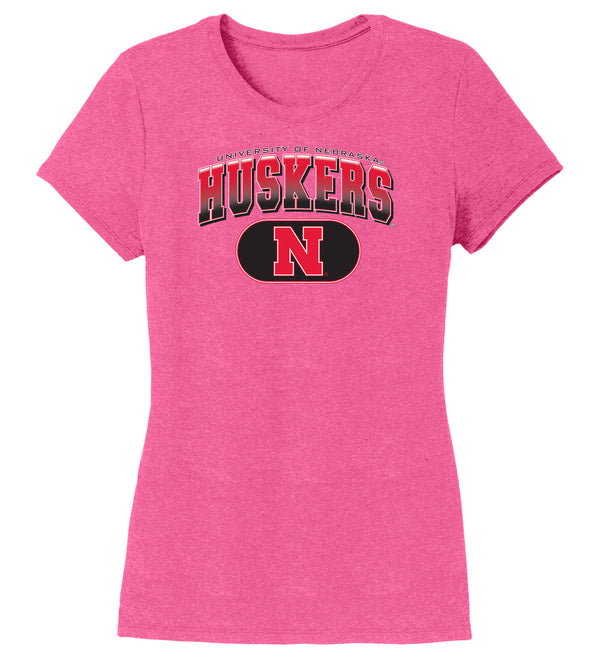 Women's Nebraska Huskers Premium Tri-Blend Tee Shirt - Full Color Huskers Fade with Block N