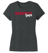 Women's Nebraska Huskers Premium Tri-Blend Tee Shirt - Script Huskers Overlap Nebraska