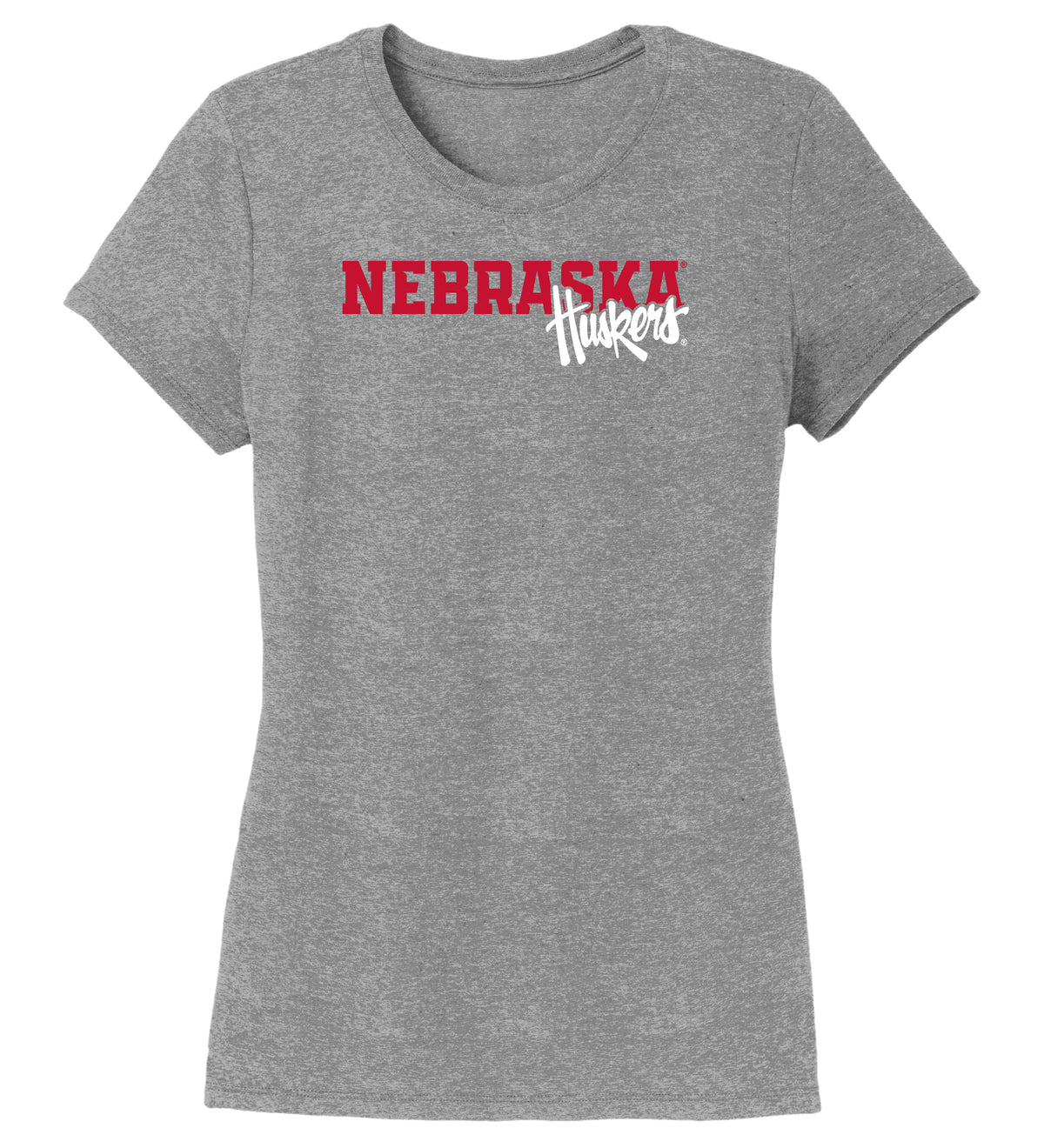 Women's Nebraska Huskers Premium Tri-Blend Tee Shirt - Script Huskers Overlap Nebraska