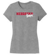 Women's Nebraska Huskers Premium Tri-Blend Tee Shirt - Script Huskers Overlap Nebraska