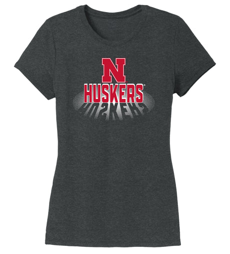 Women's Nebraska Huskers Premium Tri-Blend Tee Shirt - 3D Huskers Spotlight Shadow