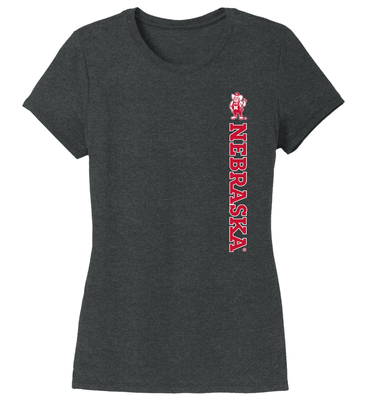 Women's Nebraska Huskers Premium Tri-Blend Tee Shirt - Vertical Nebraska Herbie Husker