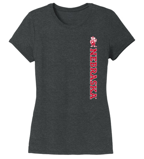 Women's Nebraska Huskers Premium Tri-Blend Tee Shirt - Vertical Nebraska Herbie Husker