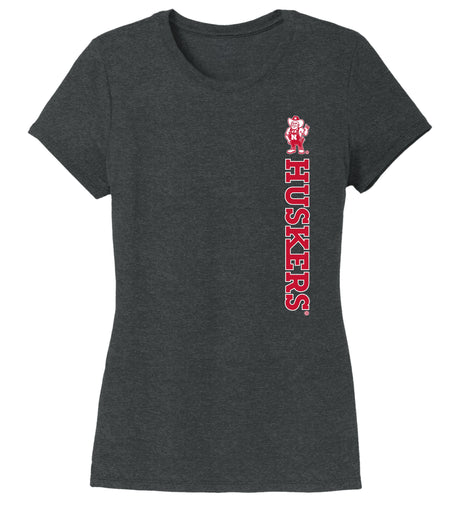 Women's Nebraska Huskers Premium Tri-Blend Tee Shirt - Vertical Huskers Herbie Husker