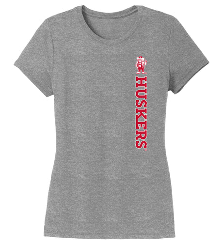 Women's Nebraska Huskers Premium Tri-Blend Tee Shirt - Vertical Huskers Herbie Husker