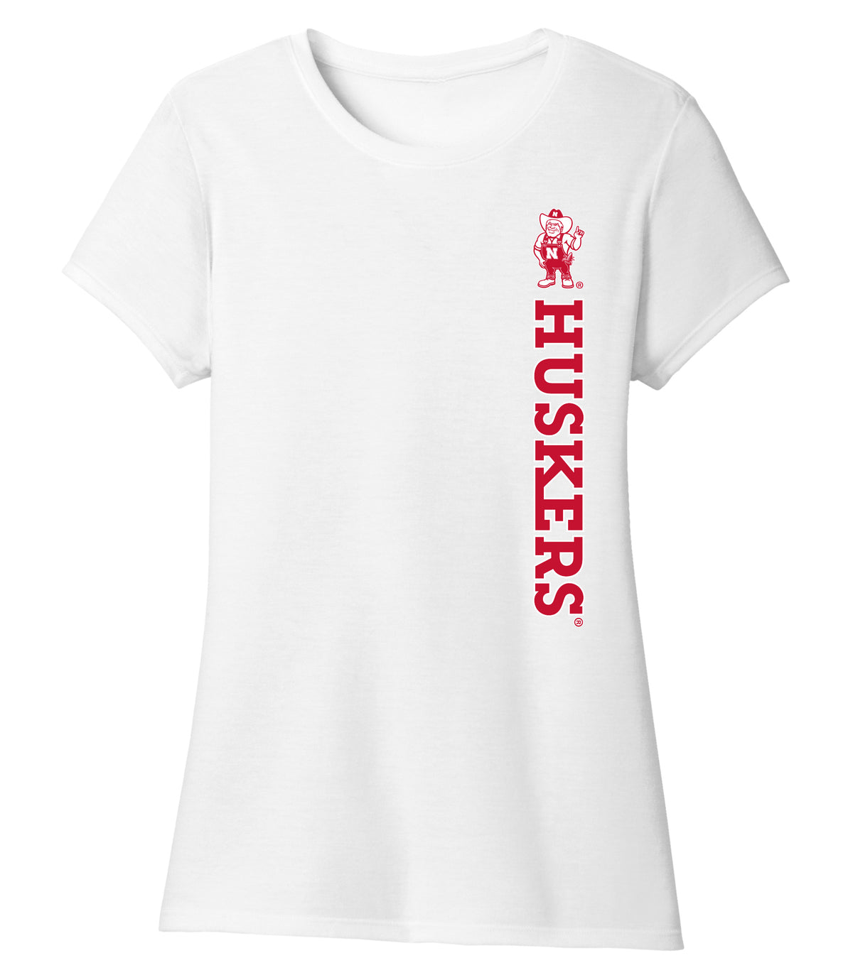 Women's Nebraska Huskers Premium Tri-Blend Tee Shirt - Vertical Huskers Herbie Husker