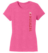 Women's Nebraska Huskers Premium Tri-Blend Tee Shirt - Vertical Huskers Herbie Husker
