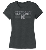 Women's Nebraska Huskers Premium Tri-Blend Tee Shirt - Nebraska Blackout Block N