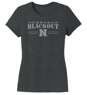 Women's Nebraska Huskers Premium Tri-Blend Tee Shirt - Nebraska Blackout Block N
