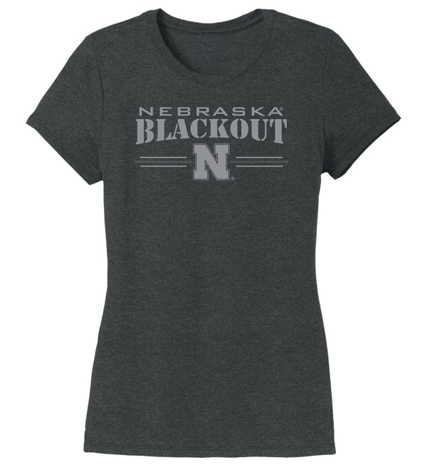 Women's Nebraska Huskers Premium Tri-Blend Tee Shirt - Nebraska Blackout Block N