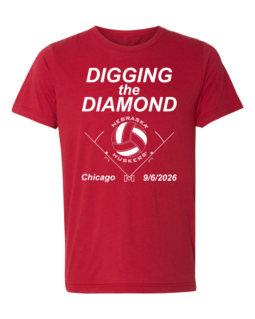 Women's Nebraska Huskers Premium Tri-Blend Tee Shirt - Nebraska Volleyball Digging the Diamond