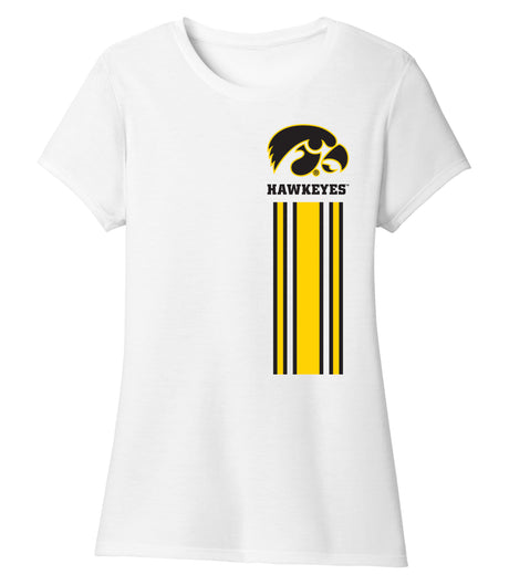 Women's Iowa Hawkeyes Premium Tri-Blend Tee Shirt - Vert Stripe with Tigerhawk