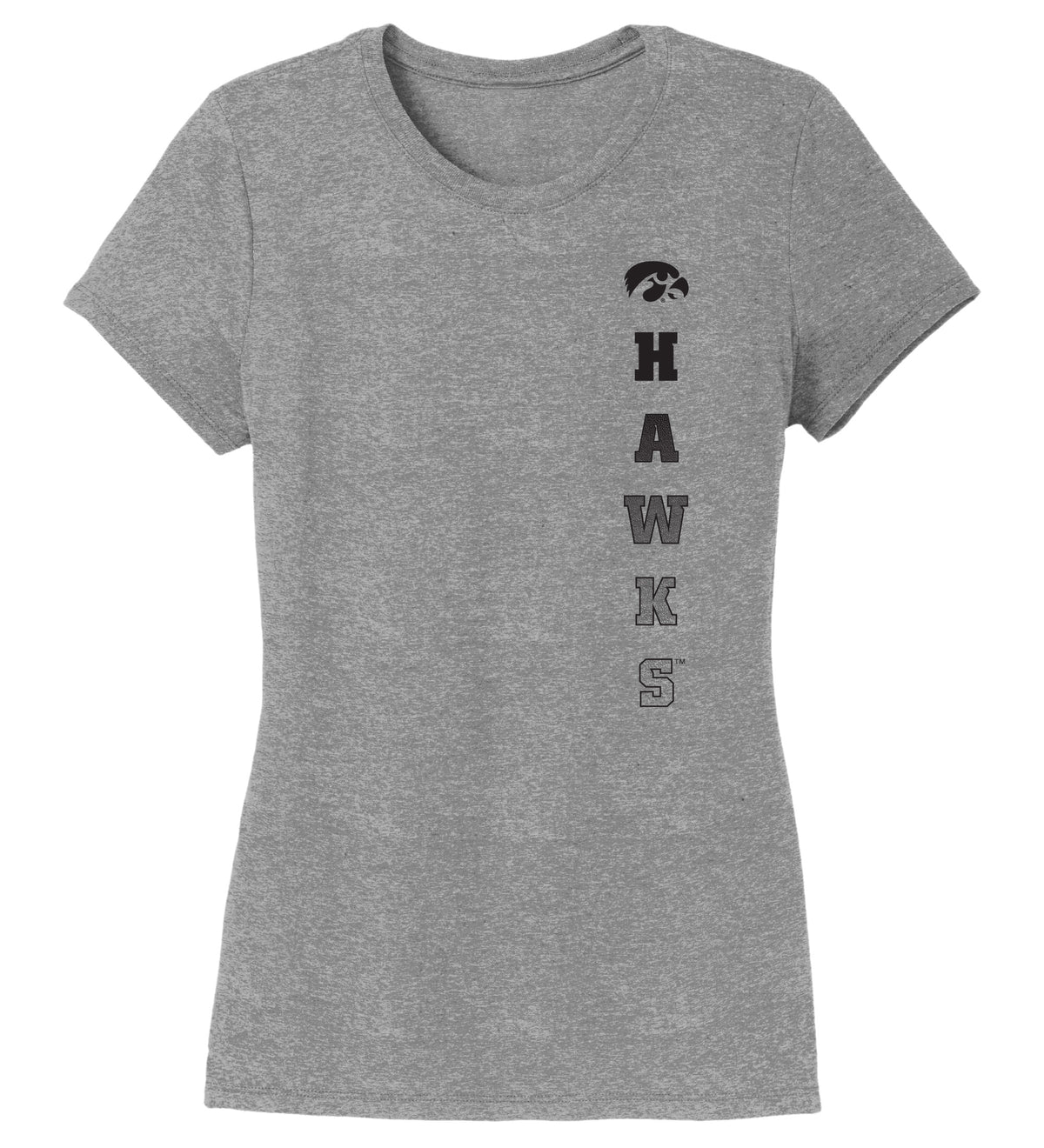 Women's Iowa Hawkeyes Premium Tri-Blend Tee Shirt - Vert Hawks Fade with Tigerhawk