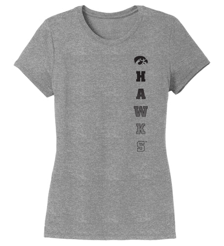 Women's Iowa Hawkeyes Premium Tri-Blend Tee Shirt - Vert Hawks Fade with Tigerhawk