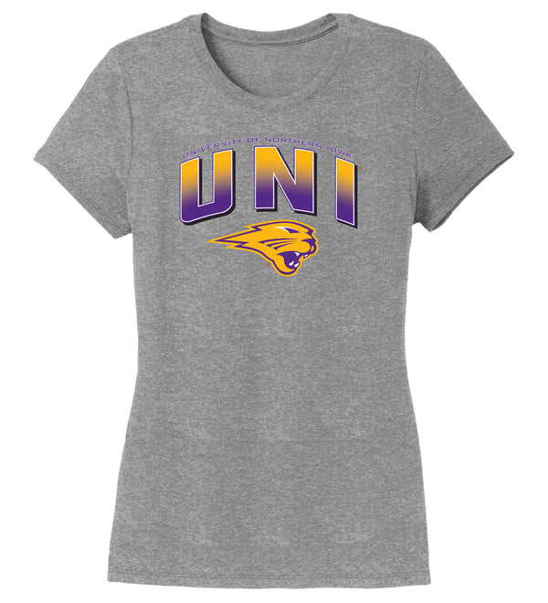 Women's Northern Iowa Panthers Premium Tri-Blend Tee Shirt - UNI Full Color Fade Primary Logo