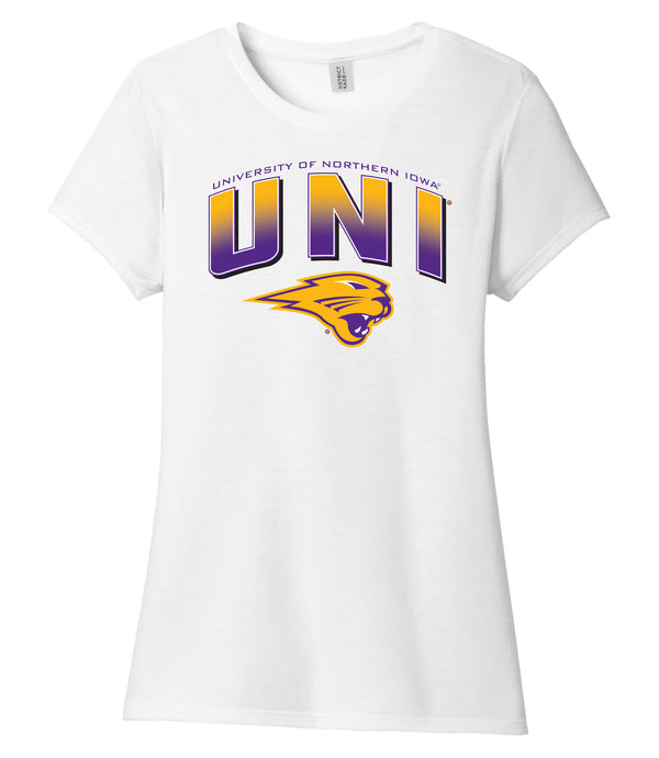 Women's Northern Iowa Panthers Premium Tri-Blend Tee Shirt - UNI Full Color Fade Primary Logo