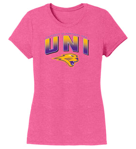 Women's Northern Iowa Panthers Premium Tri-Blend Tee Shirt - UNI Full Color Fade Primary Logo