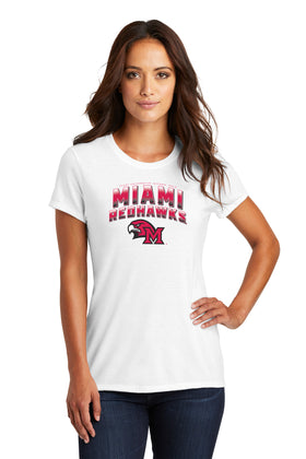 Women's Miami University RedHawks Premium Tri-Blend Tee Shirt - Miami RedHawks Full Color Fade Hawk M Logo