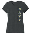Women's Navy Midshipmen Premium Tri-Blend Tee Shirt - USNA Vertical Navy