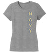 Women's Navy Midshipmen Premium Tri-Blend Tee Shirt - USNA Vertical Navy