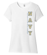 Women's Navy Midshipmen Premium Tri-Blend Tee Shirt - USNA Vertical Navy