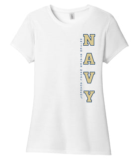 Women's Navy Midshipmen Premium Tri-Blend Tee Shirt - USNA Vertical Navy