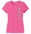 Women's Navy Midshipmen Premium Tri-Blend Tee Shirt - USNA Vertical Navy