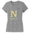 Women's Navy Midshipmen Premium Tri-Blend Tee Shirt - US Naval Academy Star Logo