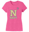 Women's Navy Midshipmen Premium Tri-Blend Tee Shirt - US Naval Academy Star Logo