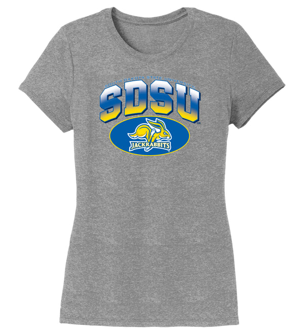 Women's South Dakota State Jackrabbits Premium Tri-Blend Tee Shirt - SDSU Full Color Fade Plus Primary Logo