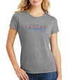 Women's Kansas Jayhawks Premium Tri-Blend Tee Shirt - Overlapping University of Kansas Jayhawks