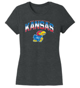 Women's Kansas Jayhawks Premium Tri-Blend Tee Shirt - Full Color Fade Kansas Logo