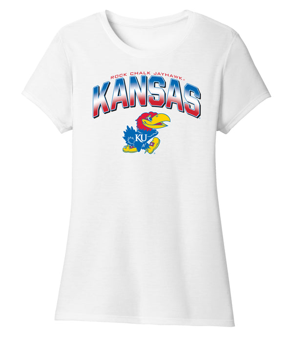 Women's Kansas Jayhawks Premium Tri-Blend Tee Shirt - Full Color Fade Kansas Logo