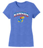 Women's Kansas Jayhawks Premium Tri-Blend Tee Shirt - Full Color Fade Kansas Logo