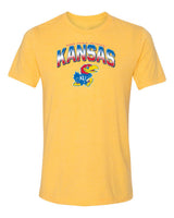 Women's Kansas Jayhawks Premium Tri-Blend Tee Shirt - Full Color Fade Kansas Logo