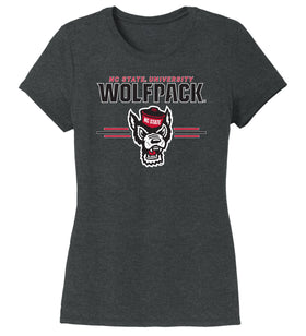 Women's North Carolina State Wolfpack Premium Tri-Blend Tee Shirt - 3-Stripe Primary Logo