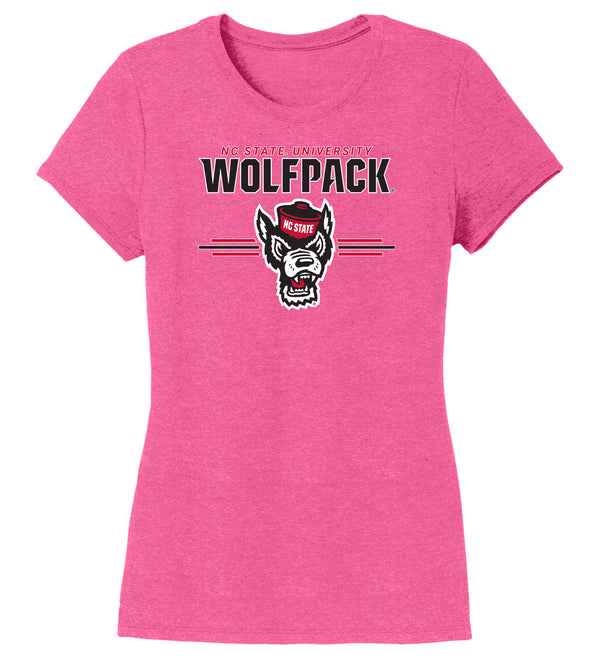 Women's North Carolina State Wolfpack Premium Tri-Blend Tee Shirt - 3-Stripe Primary Logo