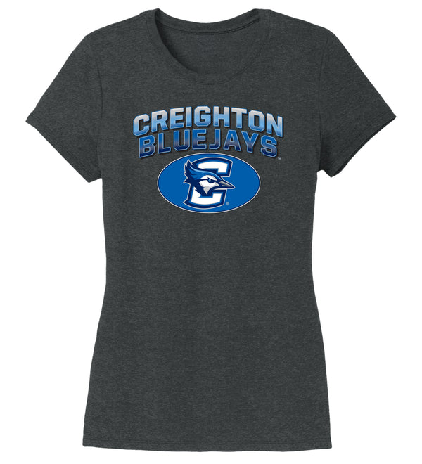 Women's Creighton Bluejays Premium Tri-Blend Tee Shirt - Full Color Fade Primary Logo Oval