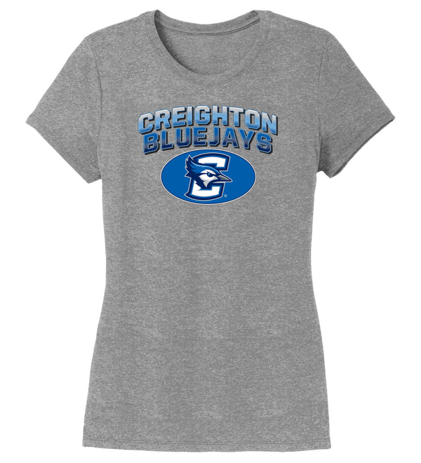 Women's Creighton Bluejays Premium Tri-Blend Tee Shirt - Full Color Fade Primary Logo Oval