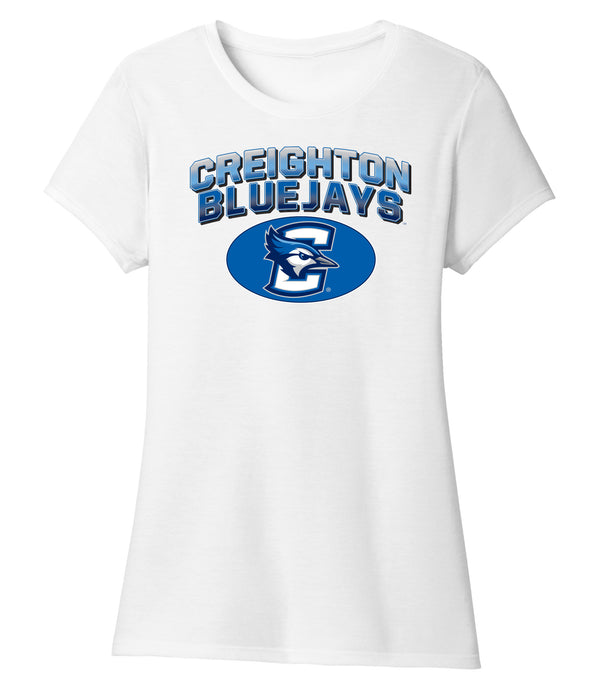 Women's Creighton Bluejays Premium Tri-Blend Tee Shirt - Full Color Fade Primary Logo Oval