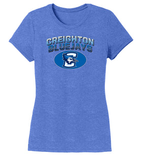 Women's Creighton Bluejays Premium Tri-Blend Tee Shirt - Full Color Fade Primary Logo Oval