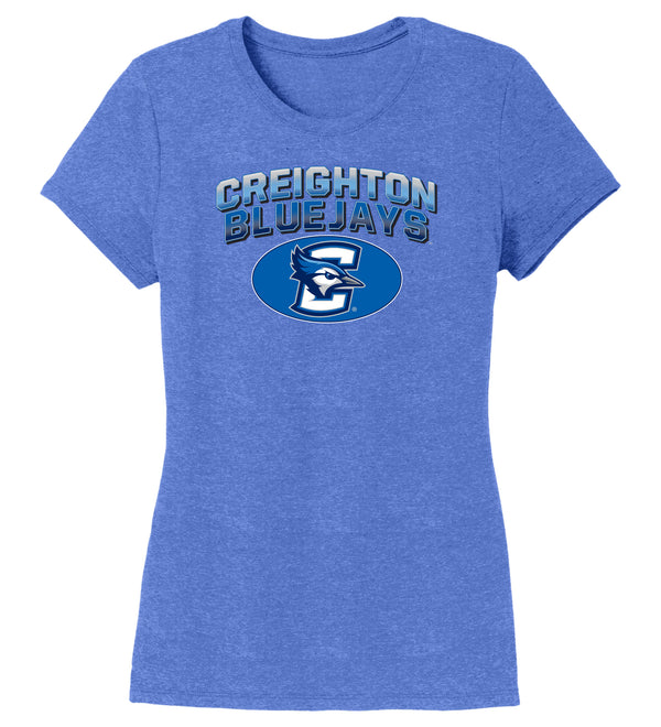 Women's Creighton Bluejays Premium Tri-Blend Tee Shirt - Full Color Fade Primary Logo Oval