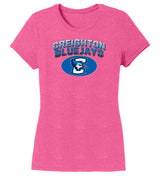 Women's Creighton Bluejays Premium Tri-Blend Tee Shirt - Full Color Fade Primary Logo Oval