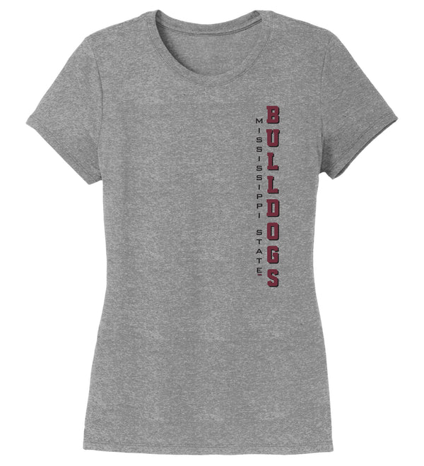 Women's Mississippi State Bulldogs Premium Tri-Blend Tee Shirt - Vertical MSU Bulldogs