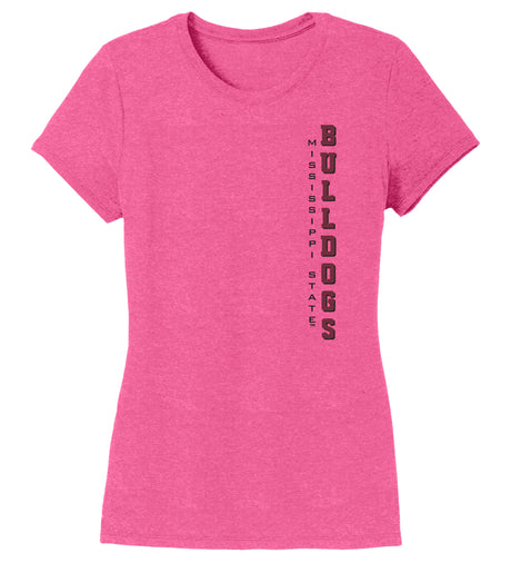 Women's Mississippi State Bulldogs Premium Tri-Blend Tee Shirt - Vertical MSU Bulldogs