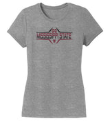 Women's Mississippi State Bulldogs Premium Tri-Blend Tee Shirt - Striped MSU Bulldogs Football Laces