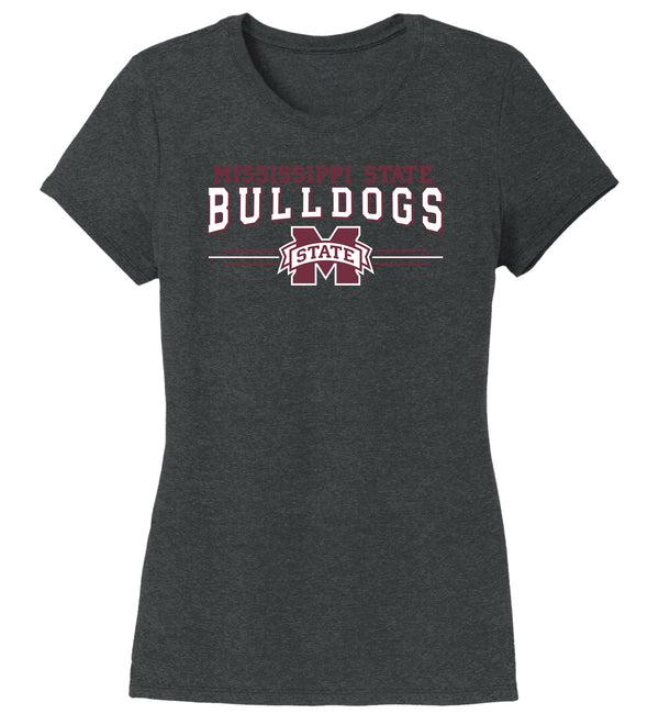 Women's Mississippi State Bulldogs Premium Tri-Blend Tee Shirt - MSU Bulldogs 3-Stripe