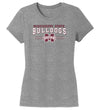 Women's Mississippi State Bulldogs Premium Tri-Blend Tee Shirt - MSU Bulldogs 3-Stripe