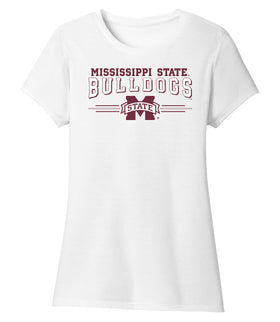 Women's Mississippi State Bulldogs Premium Tri-Blend Tee Shirt - MSU Bulldogs 3-Stripe