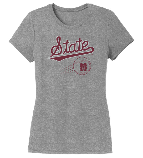 Women's Mississippi State Bulldogs Premium Tri-Blend Tee Shirt - Mississippi State Baseball